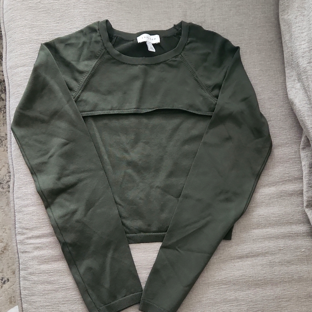 Topshop, green crop top.
